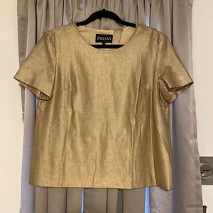 Jaggar M faux leather gold metallic shirt